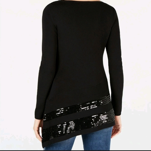 NWOT INC International Concepts Assymetrical Sequined Sweater - Picture 2 of 8